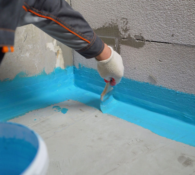 Cover-the-concrete-wall-with-a-cement-polymer-waterproofing-membrane Cover the concrete wall with a cement-polymer waterproofing membrane