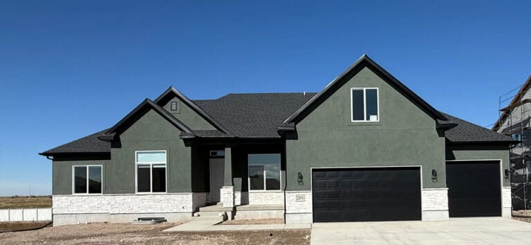 Green-painted-home-being-built Green painted home being built