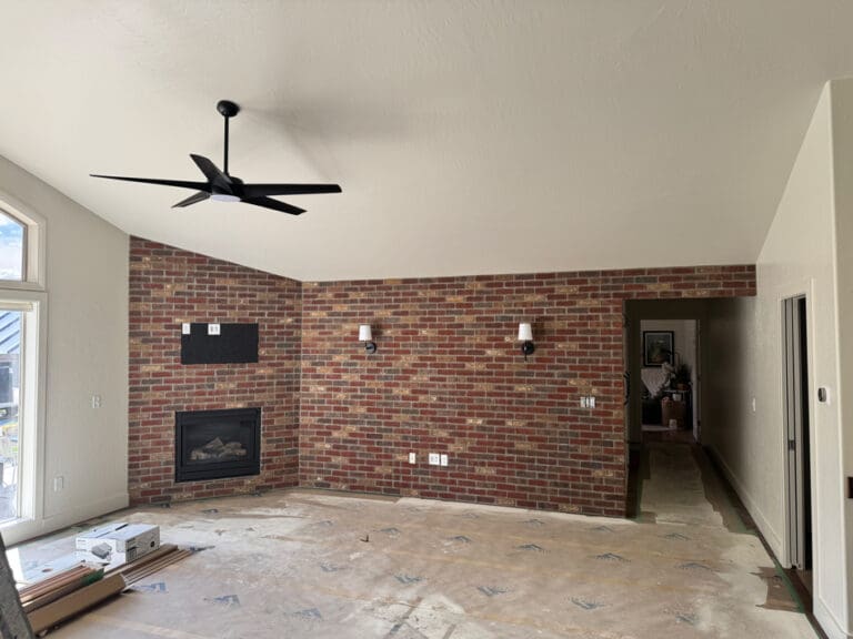 Redone brick fireplace